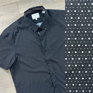 Construct Shirt Mens Large Black Slim Fit 4-Way Stretch Button Down Geometric